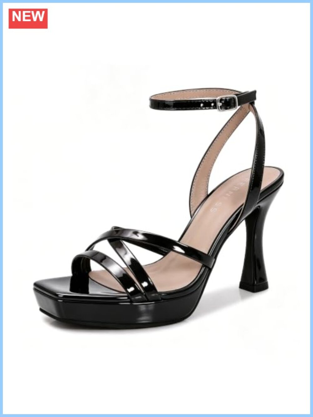 Kitten Heels Square Open Toe Ankle Strap Platform Sandals